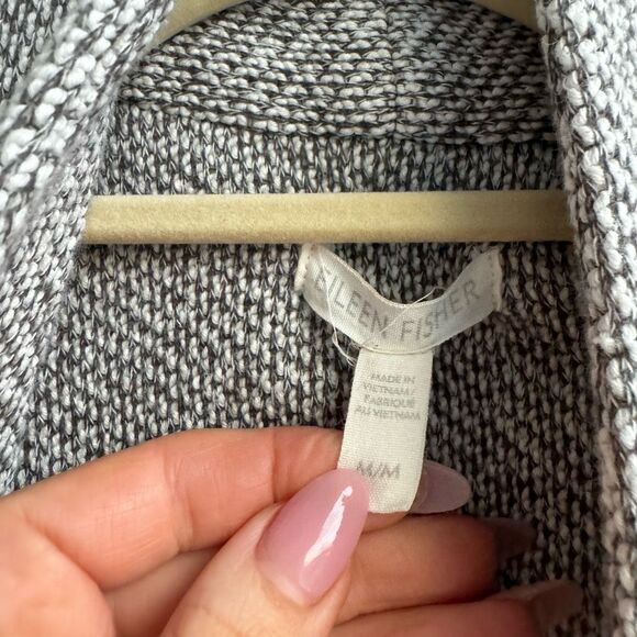 Eileen Fisher gray 100% organic cotton open front cardigan knit size medium - Picture 5 of 10